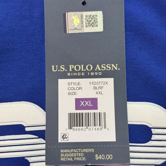 U.S. Polo Assn. Men's Pullover Blue Long Sleeve T-Shirt Size XXL 100% Cotton NWT - Picture 5 of 9